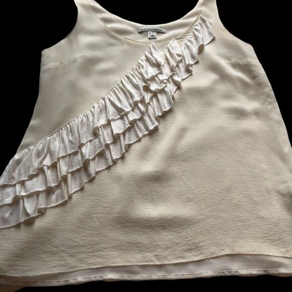 Banana Republic silk tank blouse ruffles cream Small - Picture 1 of 10